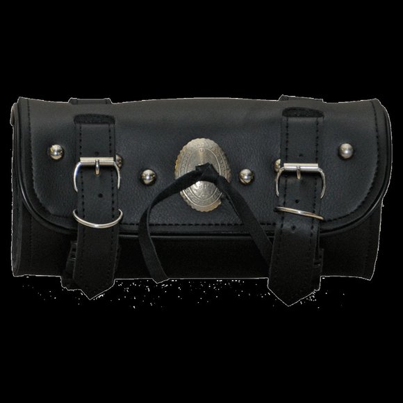 Mens Leather 2 Strap Studded Tool Bag with Concho - Picture 1 of 1